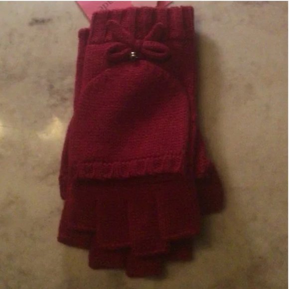 kate spade rib pop top gloves mittens pink pom juice nwt - Picture 2 of 4